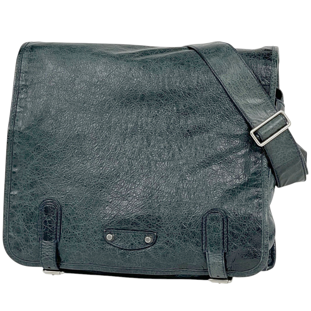 Balenciaga BALENCIAGA Shoulder Bag Leather Navy 272807 Men's